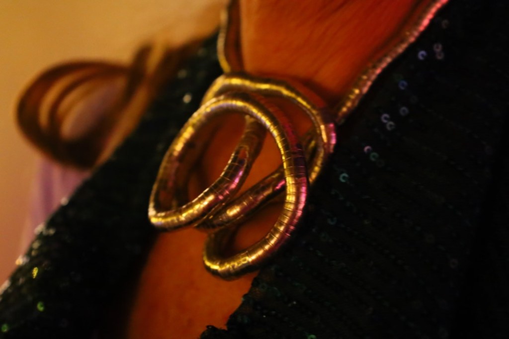 Les membres de Crinolines & Cie en tenue années 70 disco 